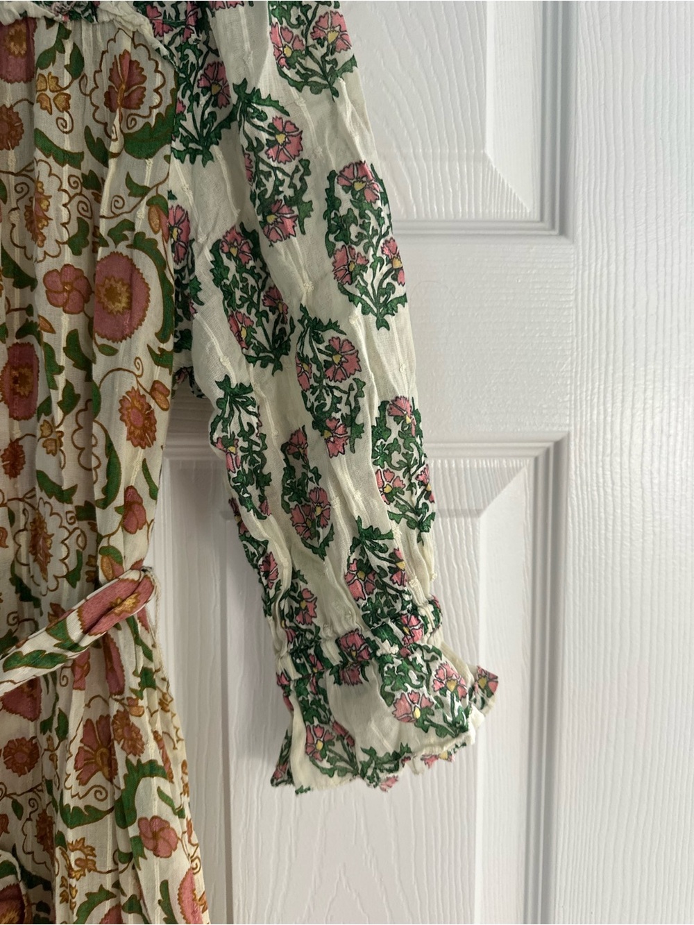 Zara Cream Midi Dress with Brown & Green Floral Print - Picture 5 of 7